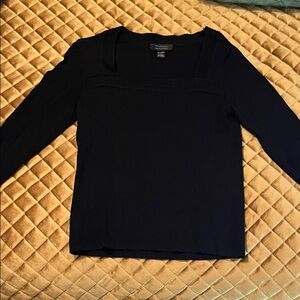 Women’s Black Sweater with Quarter Sleeves and a square neckline